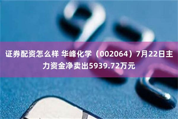 证券配资怎么样 华峰化学（002064）7月22日主力资金净卖出5939.72万元