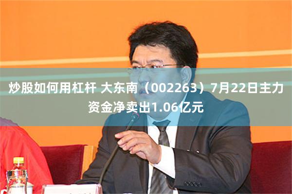 炒股如何用杠杆 大东南（002263）7月22日主力资金净卖出1.06亿元
