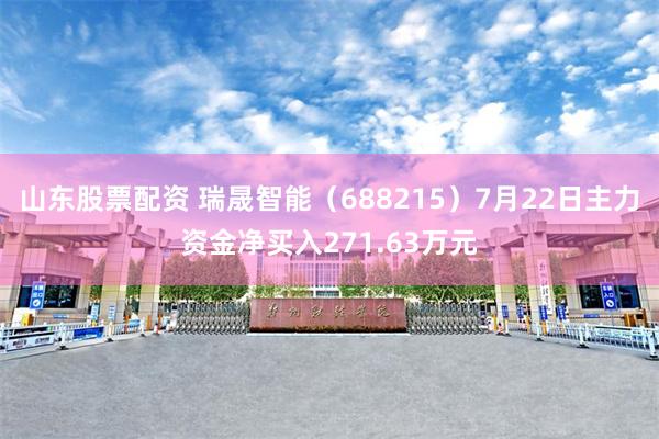 山东股票配资 瑞晟智能（688215）7月22日主力资金净买入271.63万元