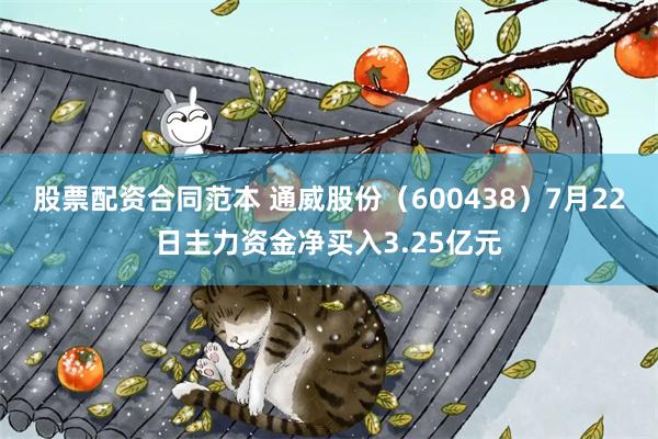 股票配资合同范本 通威股份（600438）7月22日主力资金净买入3.25亿元