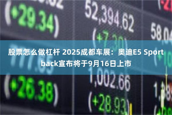 股票怎么做杠杆 2025成都车展：奥迪E5 Sportback宣布将于9月16日上市