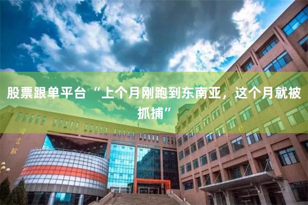 股票跟单平台 “上个月刚跑到东南亚，这个月就被抓捕”