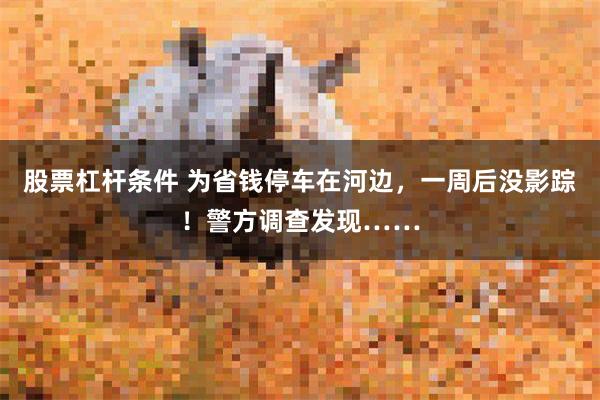 股票杠杆条件 为省钱停车在河边，一周后没影踪！警方调查发现……