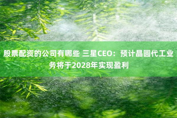 股票配资的公司有哪些 三星CEO：预计晶圆代工业务将于2028年实现盈利