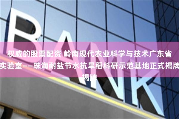 权威的股票配资 岭南现代农业科学与技术广东省实验室——珠海耐盐节水抗旱稻科研示范基地正式揭牌