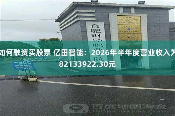 如何融资买股票 亿田智能：2026年半年度营业收入为82133922.30元