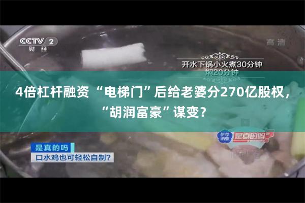 4倍杠杆融资 “电梯门”后给老婆分270亿股权，“胡润富豪”谋变？