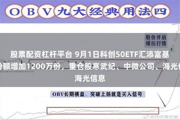 股票配资杠杆平台 9月1日科创50ETF汇添富基金份额增加1200万份，重仓股寒武纪、中微公司、海光信息