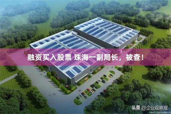 融资买入股票 珠海一副局长，被查！