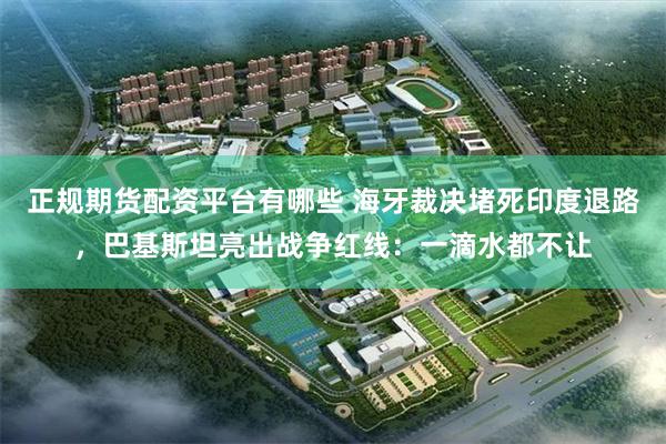 正规期货配资平台有哪些 海牙裁决堵死印度退路,巴基斯坦亮出战争红线:一滴水都不让